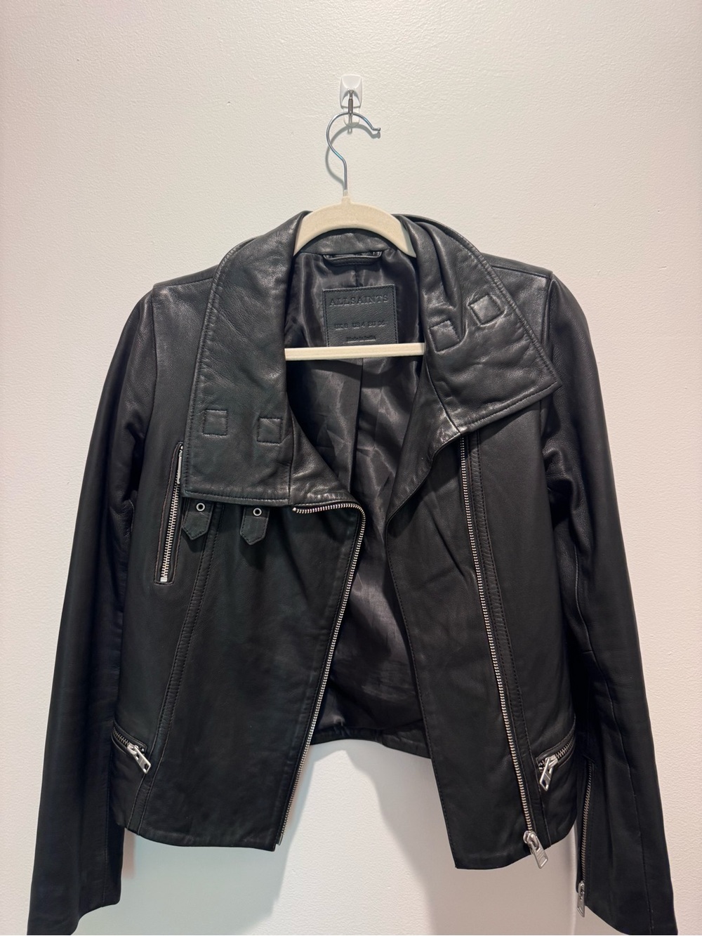 AllSaints Black Leather Biker Jacket - Women's